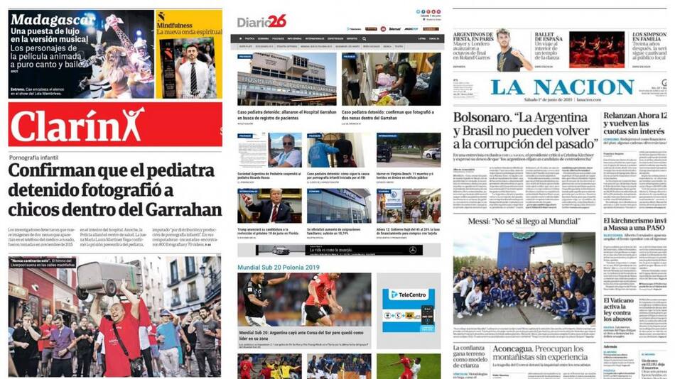 Tapas de diarios sábado 1-06-19