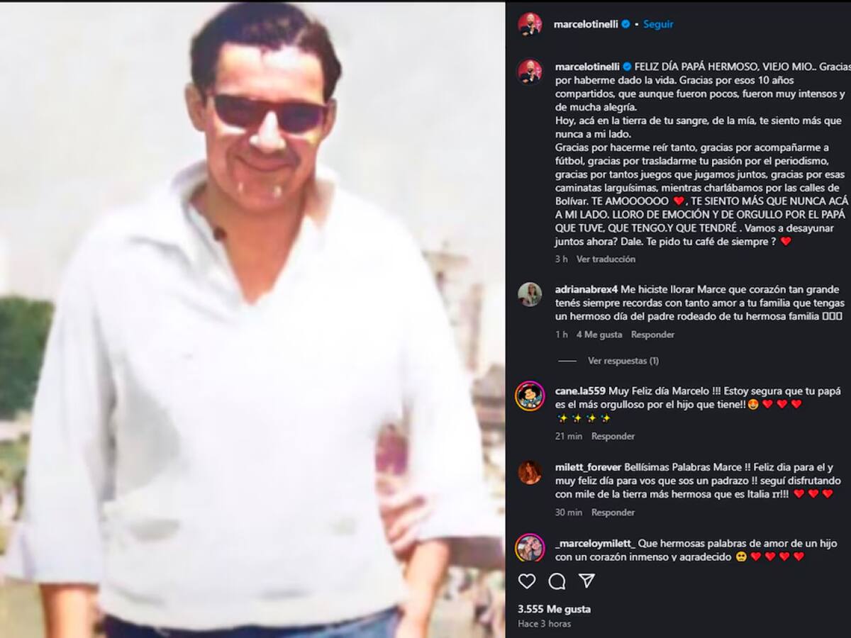El saludo de Tinelli a su papá. Foto: Instagram @marcelotinelli