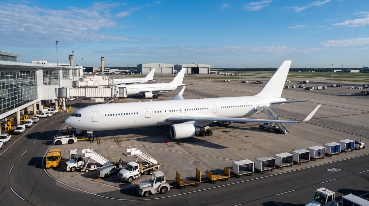 Avión en aeropuerto de Estados Unidos.