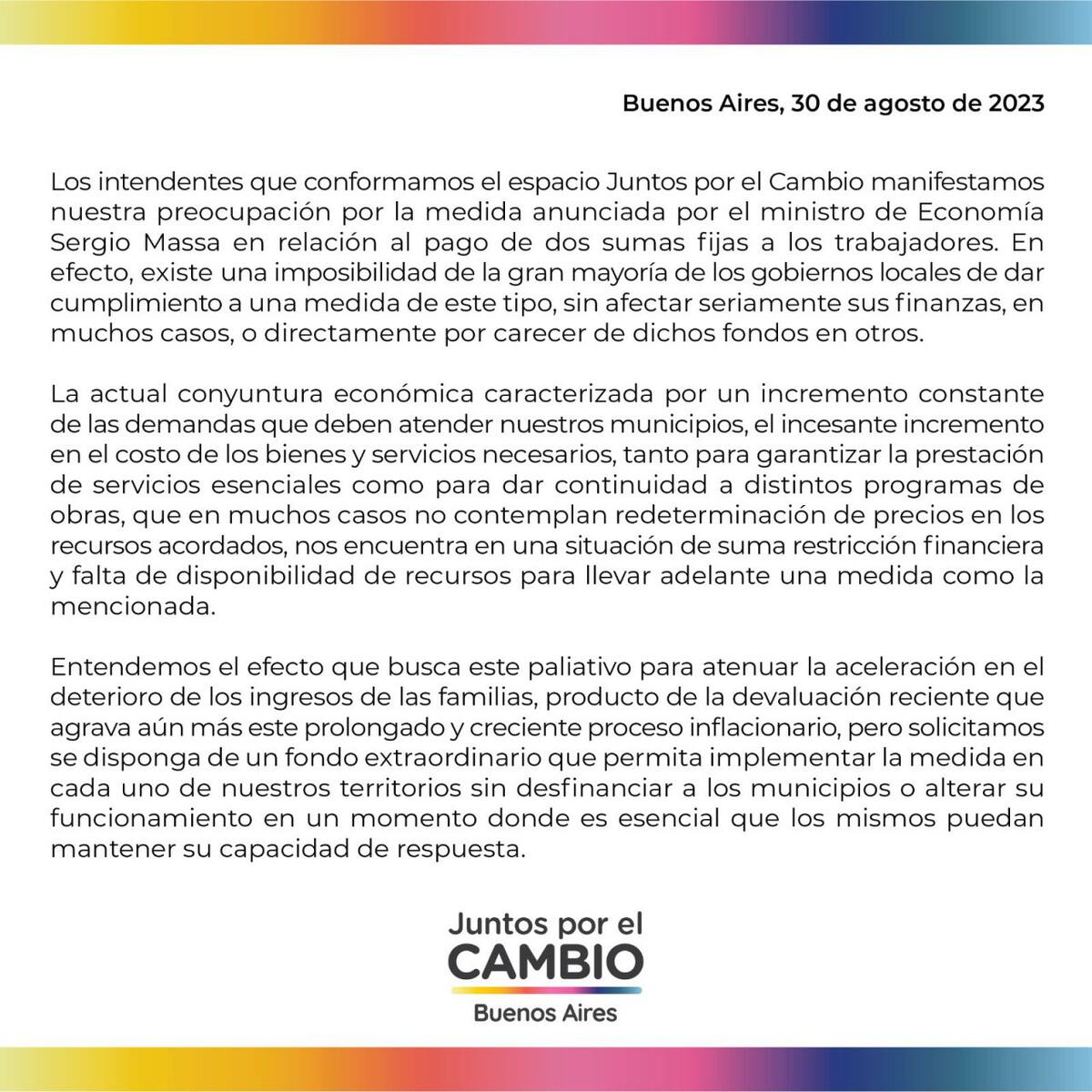 Diego Valenzuela y el resto de intendentes bonaerenses de JxC se expresaron sobre las medidas impulsadas por el gobierno nacional. Foto: Twitter.