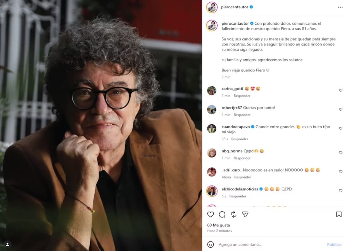 Murió Piero, el cantante de “Mi viejo” y referente de la canción popular.