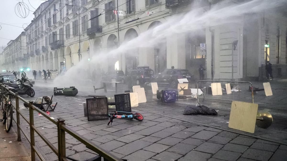 Protestas en Turín, Italia.