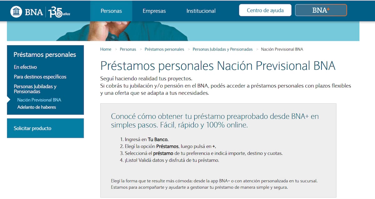 Créditos para jubilados del Banco Nación