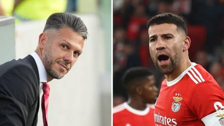 Martín Demichelis y Nicolás Otamendi. Foto: NA.