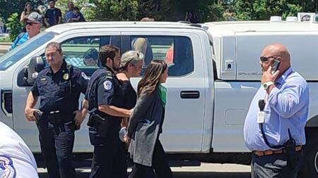 Congresistas demócratas arrestadas durante protesta a favor del aborto. Foto: EFE.