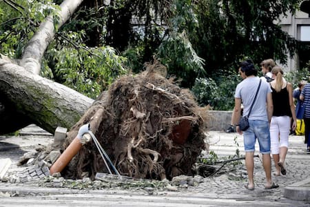 Los estragos de la tormenta en Milán, Italia. Foto: EFE.