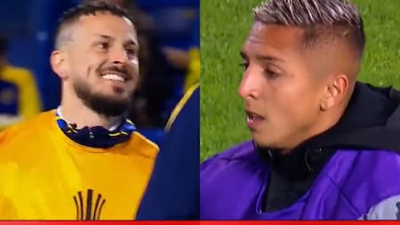 Darío Benedetto y Agustín Almendra se cruzaron en La Bombonera. Fotos: Captura de video.