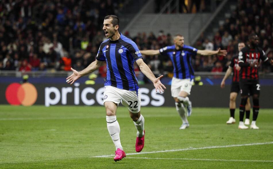 Festejo del Inter ante el Milan por la Champions League. Foto: REUTERS.