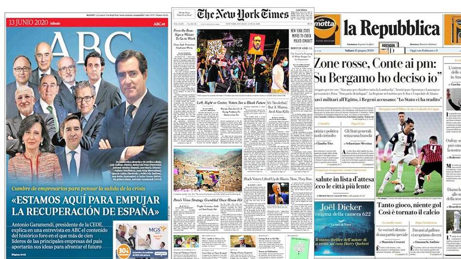 Tapas de diarios, diarios del mundo, sábado 13 de junio de 2020