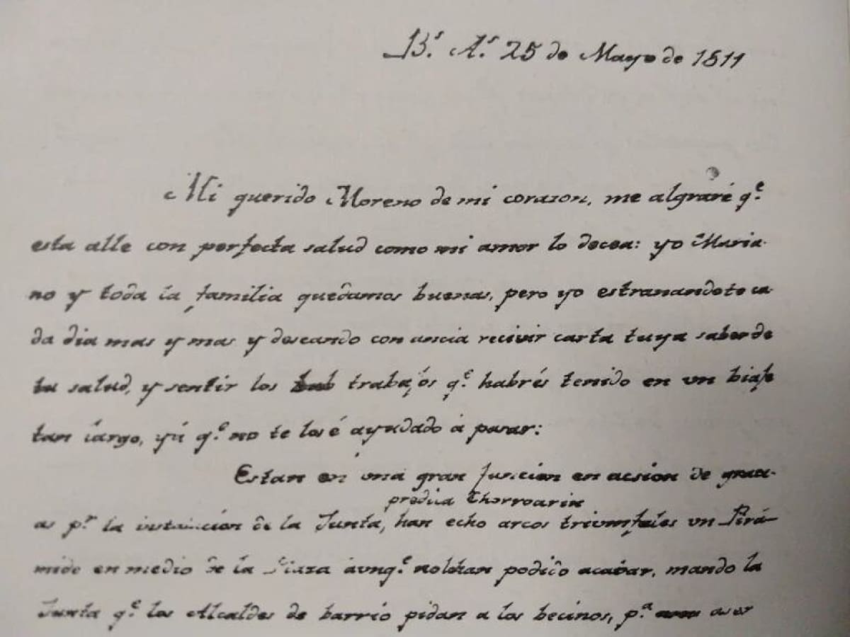 Una de las cartas que le escribió Guadalupe a su esposo Moreno
