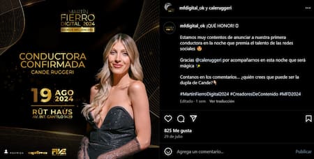 Cande Ruggeri ya confirmada para la conducción de los MF.