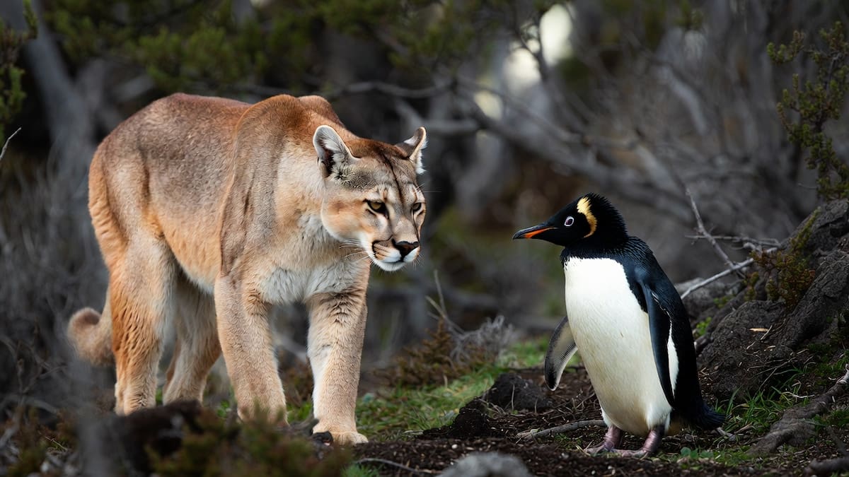 Los pumas comenzarán a cazar pingüinos de Magallanes en la Patagonia.