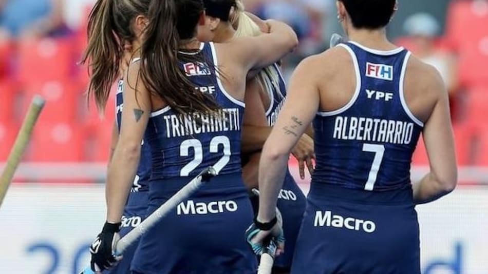 Festejo de Las Leonas en el Mundial de Hockey 2022. Foto: @fihockey.