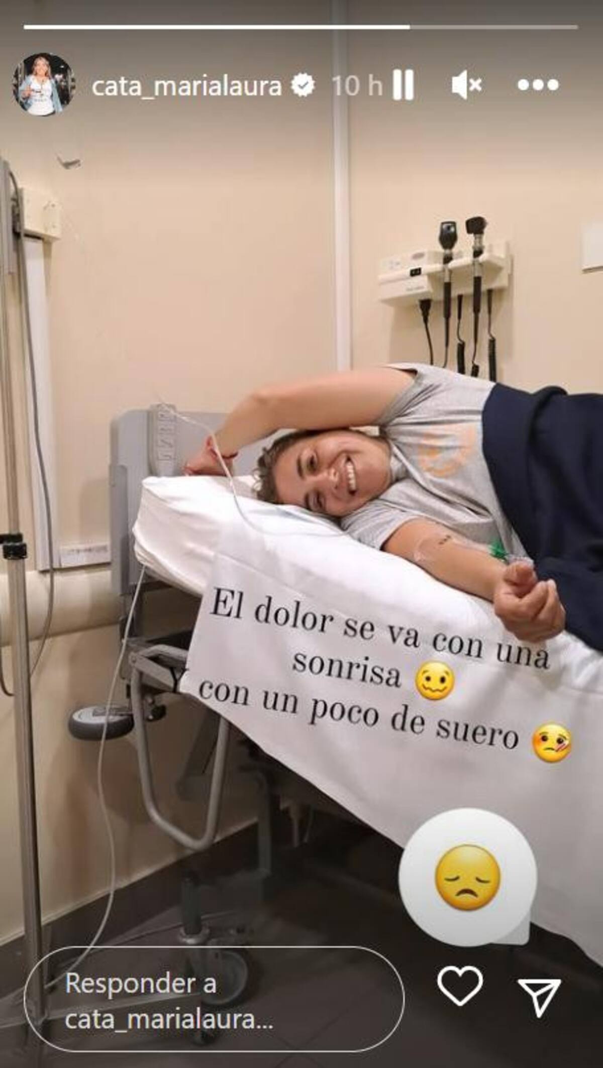 Cata de GH se mostró internada. Foto: Instagram.