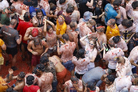 Tomatina en Buñol. Foto: EFE.