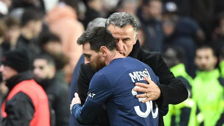 Lionel Messi y Christophe Galtier, PSG. Foto: Reuters