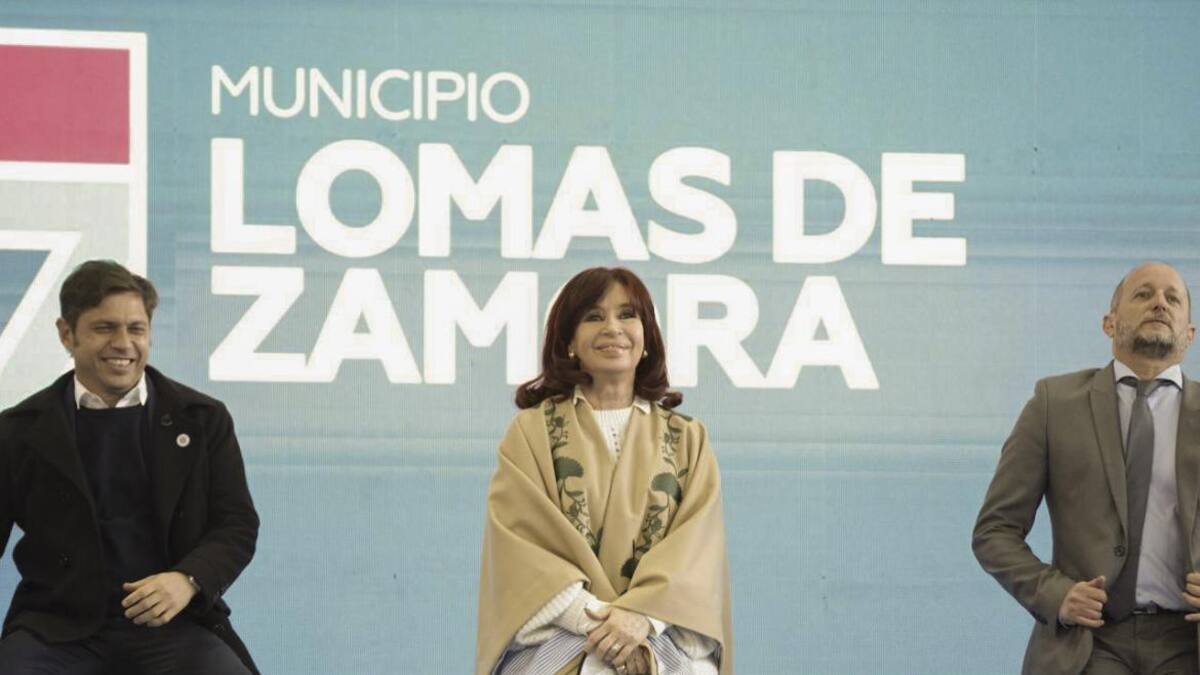 Cristina Kirchner junto a Axel Kicillof y Martin Insaurralde en Lomas de Zamora, AGENCIA NA