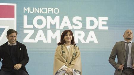 Cristina Kirchner junto a Axel Kicillof y Martin Insaurralde en Lomas de Zamora, AGENCIA NA