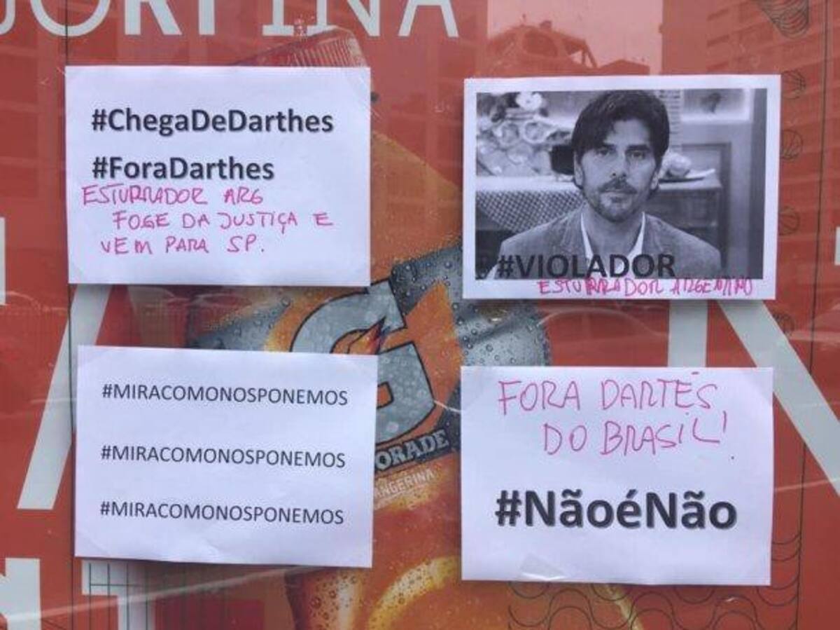 Escrache a Juan Darthés - San Pablo Brasil