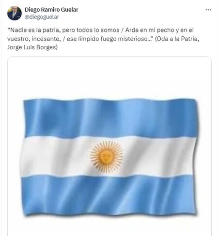 El mensaje de Diego Guelar en el Día de la Revolución de Mayo.