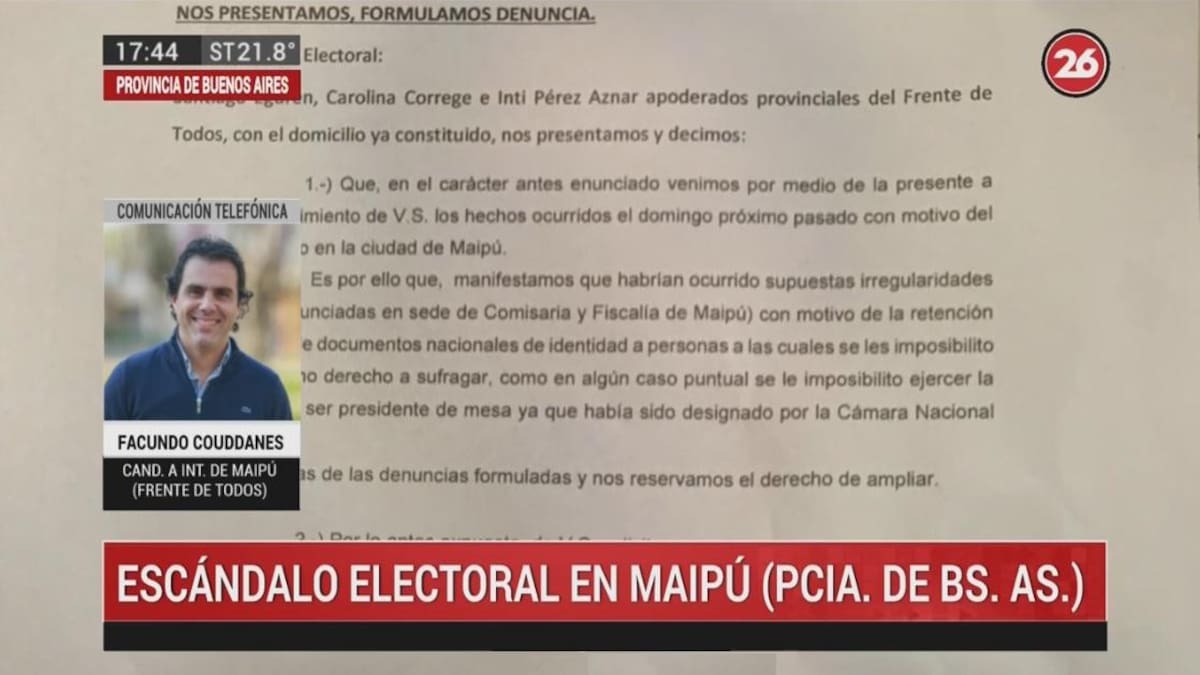 Elecciones en Maipú: Facundo Coudannes denunció que impidieron votar a más de 150 vecinos