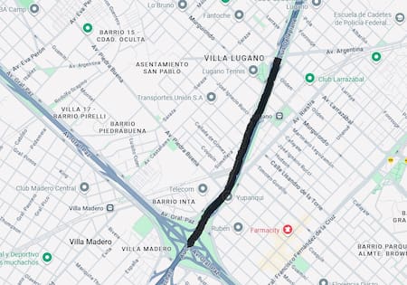 El tramo de la Autopista Dellepiane cerrado al tránsito.