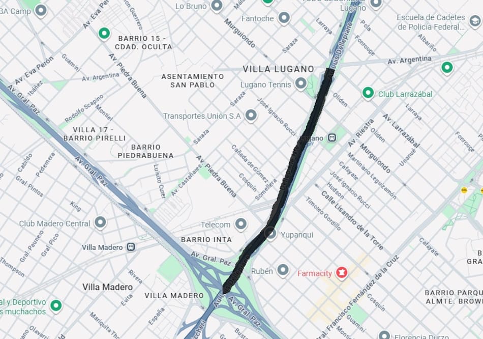 El tramo de la Autopista Dellepiane cerrado al tránsito.