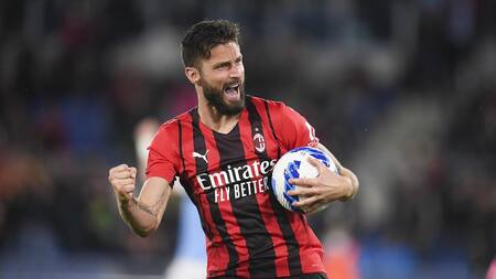 Olivier Giroud, Milan, fútbol italiano, festejo de gol, NA