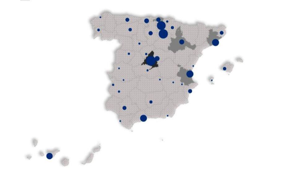 Coronavirus, España, mapa