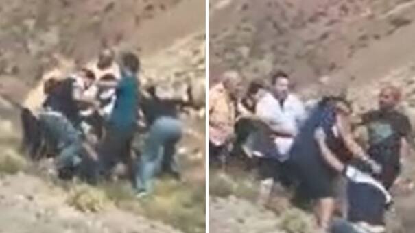 Violenta pelea en el Paso Cristo Redentor: terminaron a las piñas por intentarse colarse en la fila de autos
