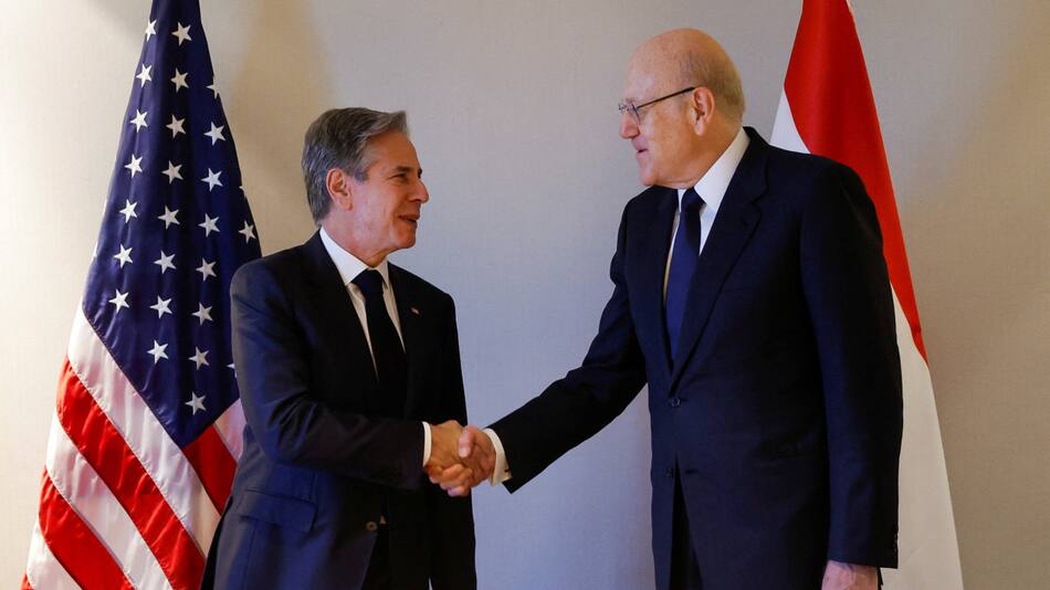 Blinken y Mikati. Foto: Reuters.