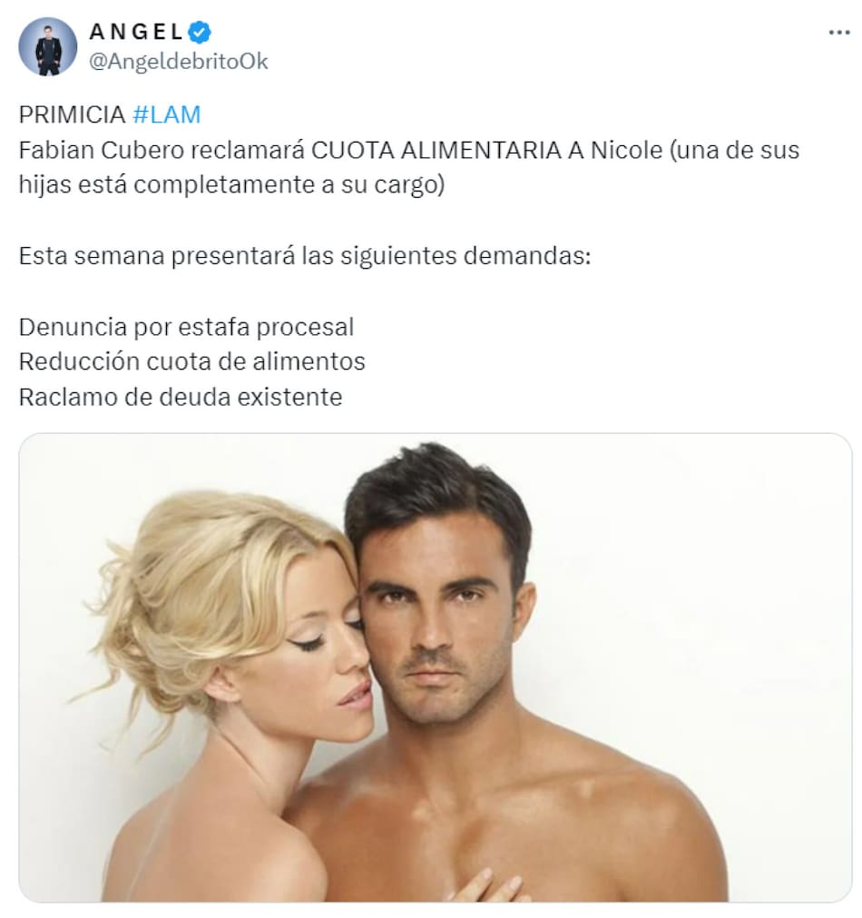 Las denuncias de Cubero a Nicole. Foto: X.