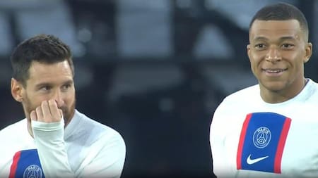 Lionel Messi y Kylian Mbappé. Foto: captura de video.