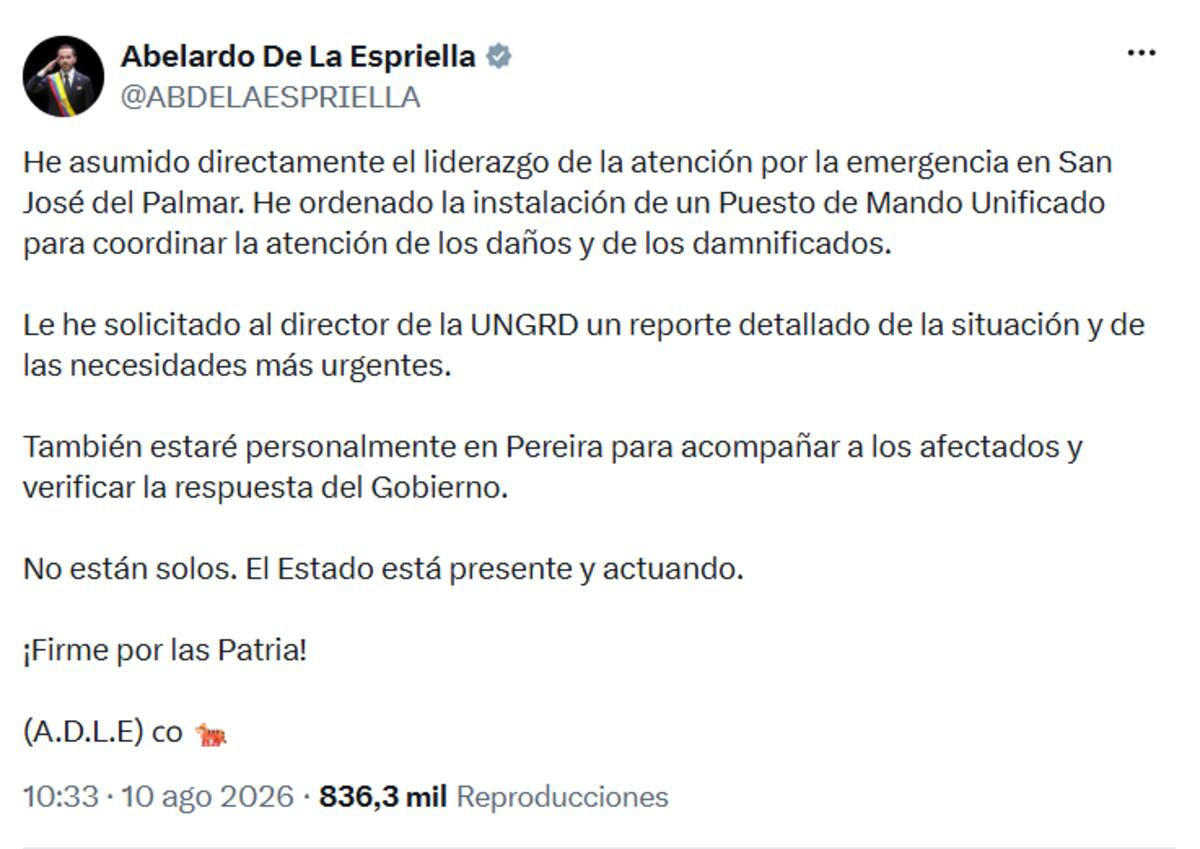 Abelardo De La Espriella se pronunció sobre el sismo que percibió su país