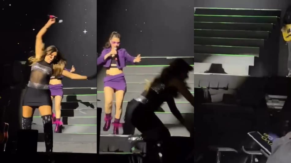 La caída de Catherine Fulop en el show de Erreway.