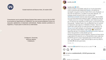 El balance de Wanda Nara. Foto: Instagram.