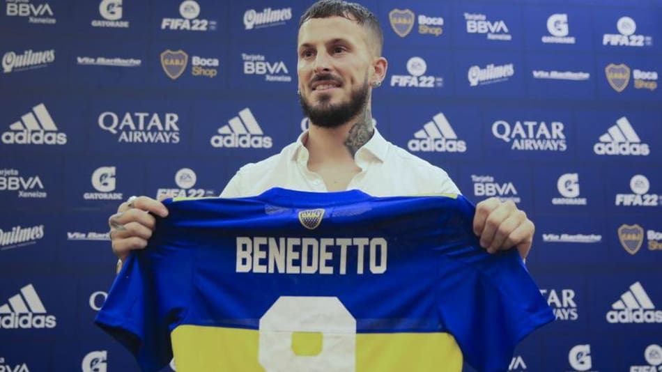 Darío Benedetto en su presentación en Boca