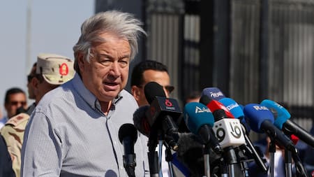 António Guterres en Rafah. Foto: REUTERS.