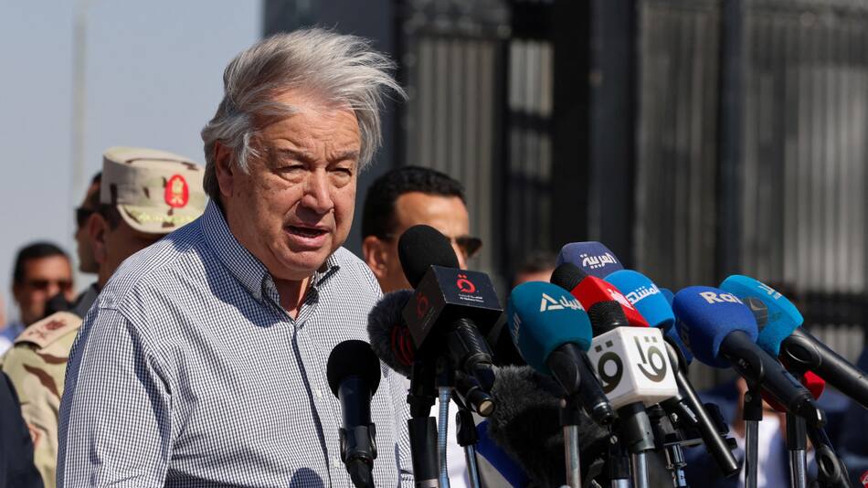 António Guterres en Rafah. Foto: REUTERS.