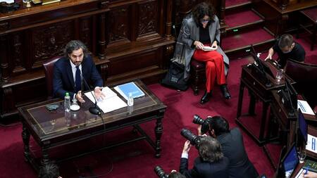 Santiago Cafiero durante su informe de Gestión. NA