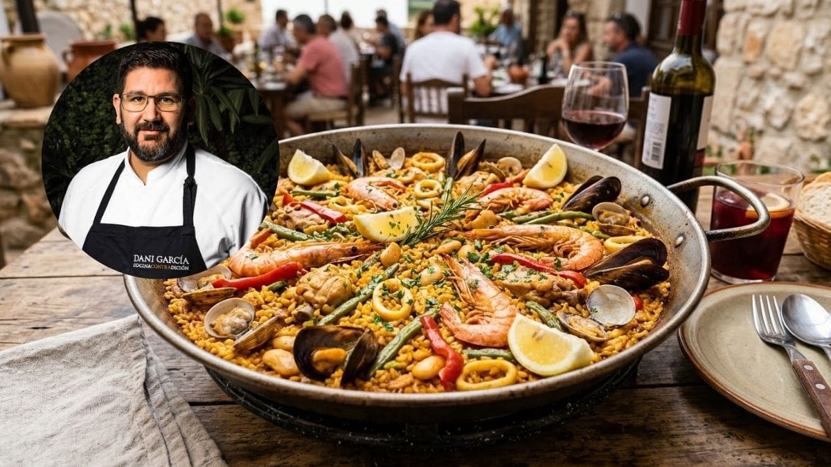 Dani García, chef, sobre la paella: “Es importante la manera de echarlo; yo lo hago como aprendí de mi padre”