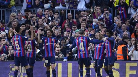 El festejo de Barcelona ante Valencia. Foto: EFE.