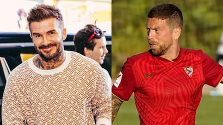 David Beckham y el Papu Gómez. Fotos: Instagram.