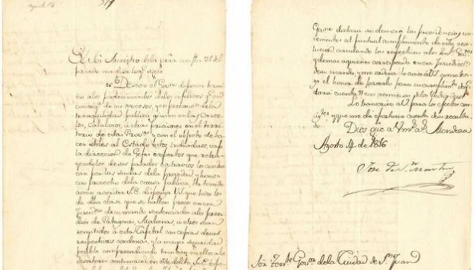 Carta de San Martín que tenía Cristina Kichner