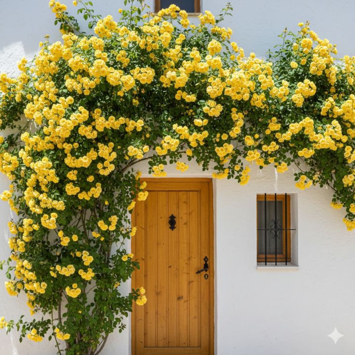La Copa de Oro se destaca por sus flores amarillas en forma de trompeta y su capacidad para trepar sobre pérgolas, cercos y muros