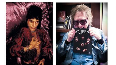 Freddie Mercury de púrpura, Londres 1974, Foto Mick Rock