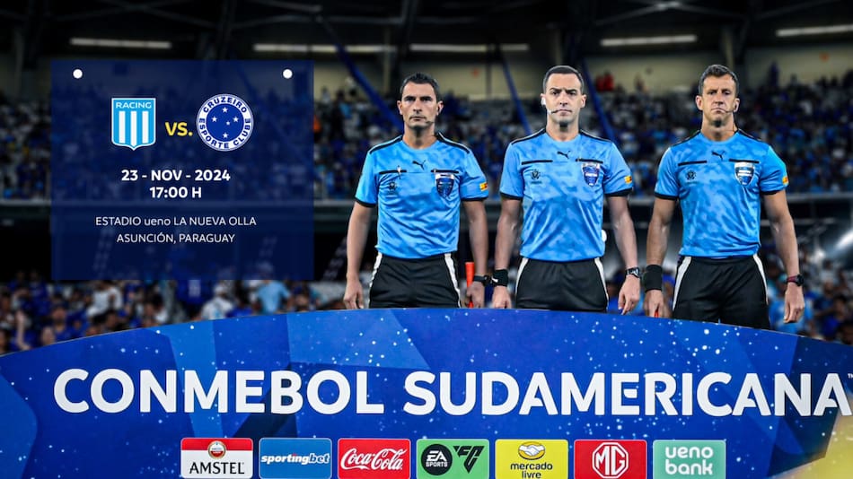 Los árbitros para Racing-Cruzeiro, por la final de la Sudamericana. Foto: Conmebol