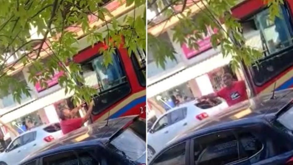 Pelea entre un conductor y un colectivero en Moreno. Foto: NA.