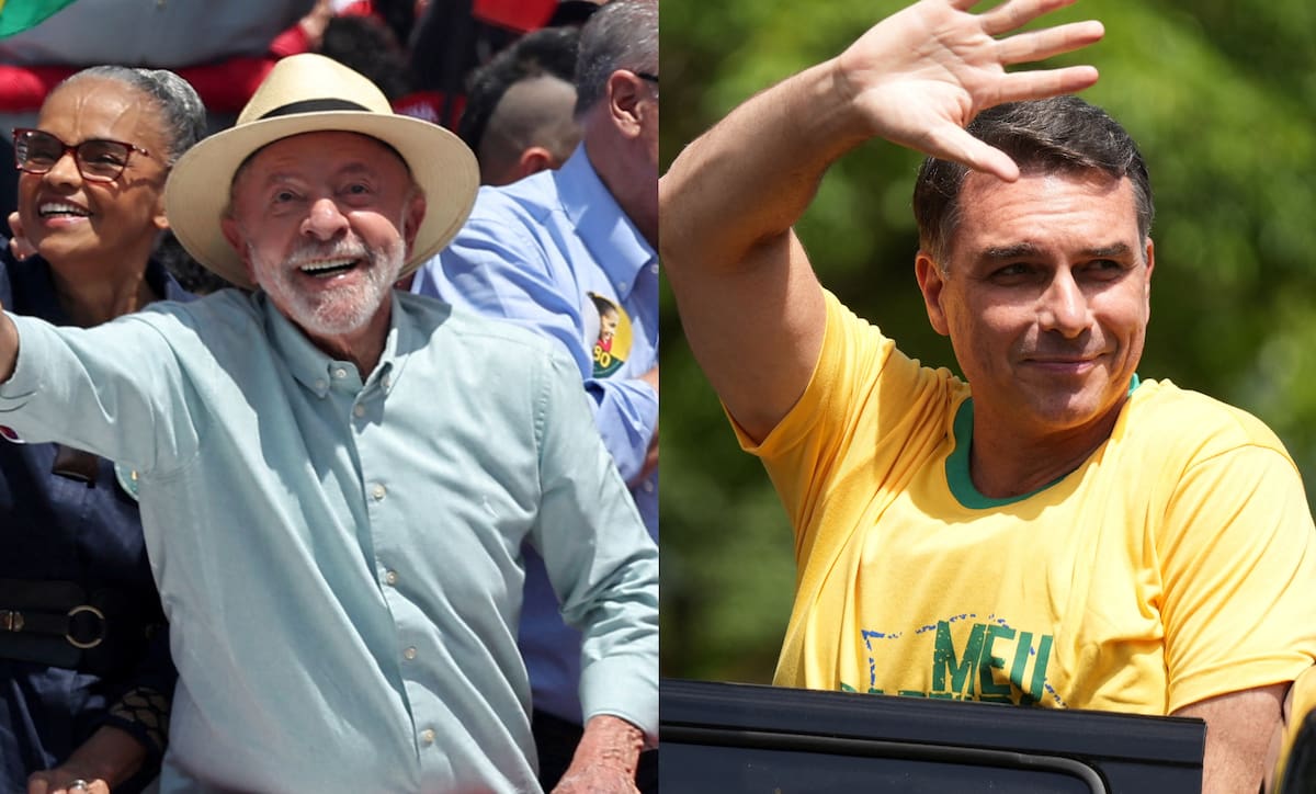 Collage de Lula da Silva y Flávio Bolsonaro.