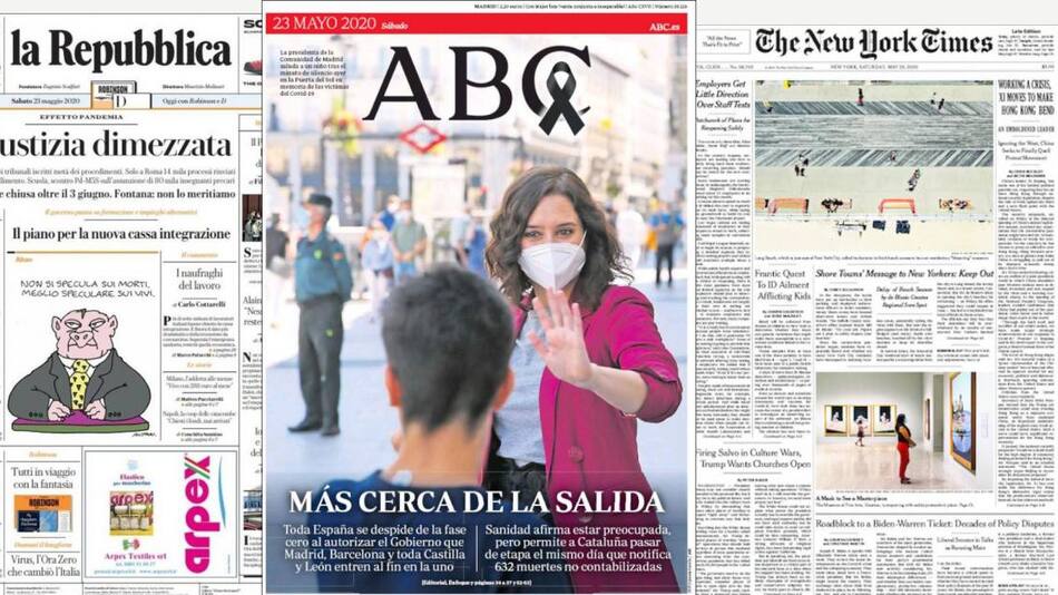Tapas de diarios del mundo, sábado 23 de mayo de 2020